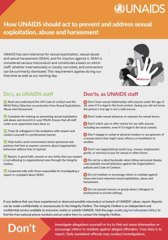 Cover - Factsheet - How UNAIDS should act to prevent and address sexual exploitation, abuse and harassment 