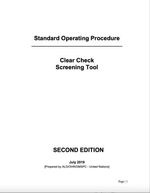 Cover ) Standard Operating Procedure - Clear Check Screening Tool  