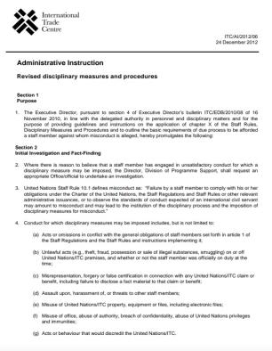Cover - Administrative Instruction: Revised disciplinary measures and procedures 