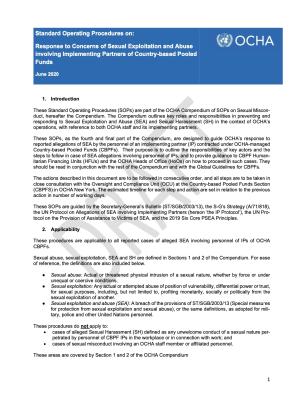 Cover - Standard Operating Procedures on: Response to Concerns of Sexual Exploitation and Abuse involving Implementing Partners of Country-based Pooled Funds 