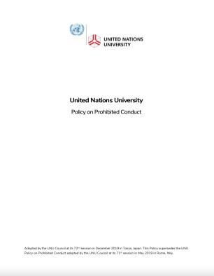 Cover - United Nations University Policy on Prohibited Conduct