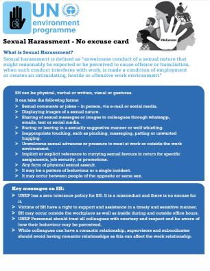 Cover - Sexual Harassment - No Excuse Card