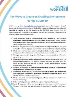Cover - Ten Ways to Create an Enabling Environment during COVID-19