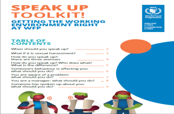Speak up toolkit! Getting the working environment right at WFP 